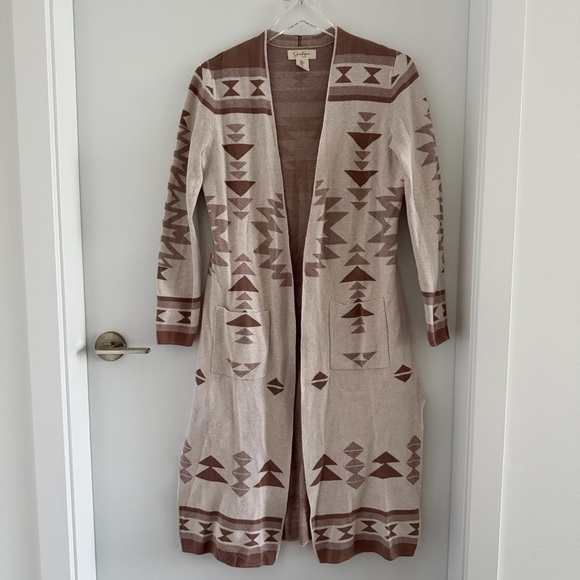 Jessica Simpson Sweaters - Jessica Simpson - Long Brown and Cream Cardigan
